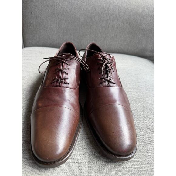 Bruno Magli Adriano Leather Cap Toes Oxford Shoe Men's 12 Brown Classic Elegant - Picture 2 of 11